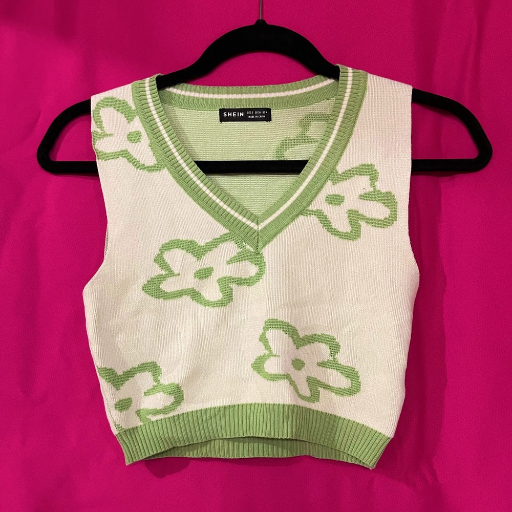 flower design sweater vest